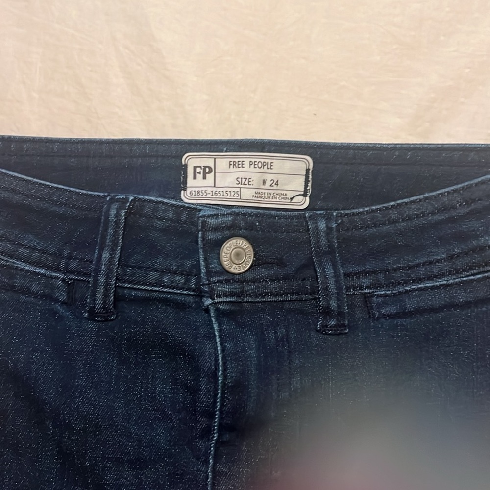 Free People So Chic Biker Shorts 24 Raw Hem Cobalt Rinse Blue Denim - Picture 5 of 9